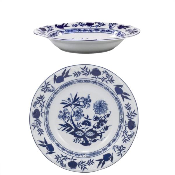 Prato Raso e Fundo 12pç Cebolinha Porcelana Schmidt Imagem de Prato Raso e Fundo 12pç Cebolinha Porcelana Schmidt