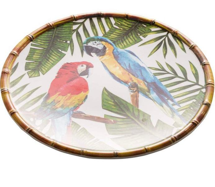 Prato Raso Melamina Bambu Pássaros 27cm - Bon Gourmet Imagem de Prato Raso Melamina Bambu Pássaros 27cm