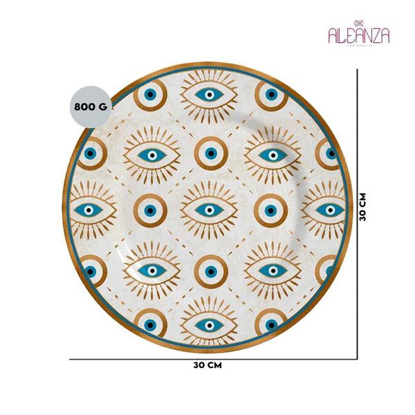 Prato Raso Olho Grego Plus Cerâmica Alleanza 30cm 1ªLinha Imagem de Prato Raso Olho Grego Plus Cerâmica Alleanza 30cm 1ªLinha