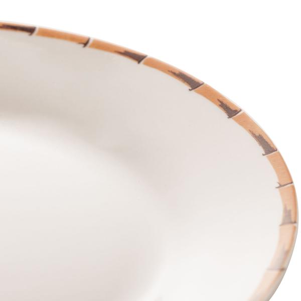 Imagem de Prato Raso P/Sobremesa de Porcelana Com Borda de Bambu 18cm Lyor