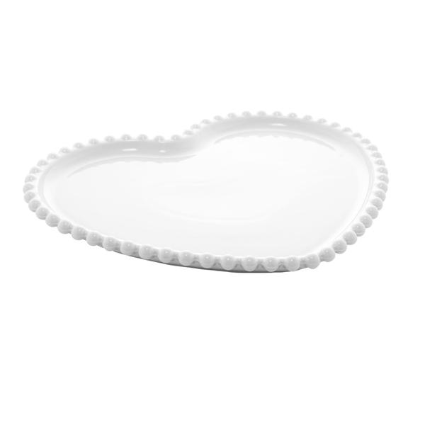 Imagem de Prato Raso Porcelana Bon Gourmet Coração Beads Branco 25cm