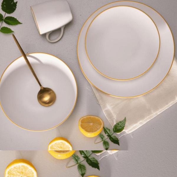 Imagem de Prato Raso Porcelana Luxo Borda Dourada 27cm Legacy Gold Mesa Posta