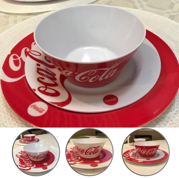 Imagem de Prato Raso Sobremesa e Bowls Melamina Coca Cola 18pçs Hauskraft