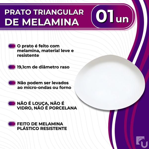 Imagem de Prato Raso Triangular de Melamina Plástico Resistente Premium 19,1cm Leve - Bestfer