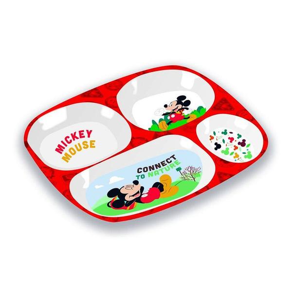 Imagem de Prato Refeição Infantil 4 Divisórias Melamina Mickey Mouse Disney - Tuut