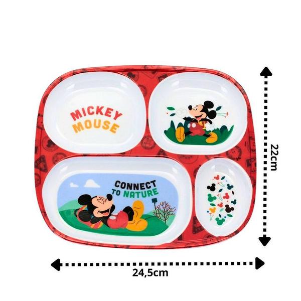 Prato Refeição Infantil 4 Divisórias Melamina Mickey Mouse Disney - Tuut - Yangzi Imagem de Prato Refeição Infantil 4 Divisórias Melamina Mickey Mouse Disney - Tuut