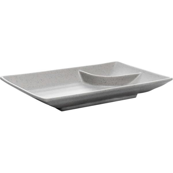 Prato Retangular 19cm Melamina com Molheira Sushi Lyor Tóquio Granilite Avulso Imagem de Prato Retangular 19cm Melamina com Molheira Sushi Lyor Tóquio Granilite Avulso