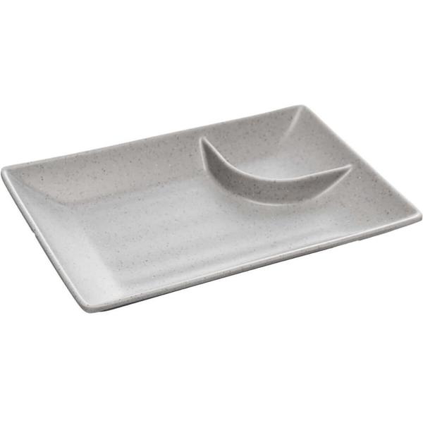 Prato Retangular 19cm Melamina com Molheira Sushi Lyor Tóquio Granilite Avulso Imagem de Prato Retangular 19cm Melamina com Molheira Sushi Lyor Tóquio Granilite Avulso