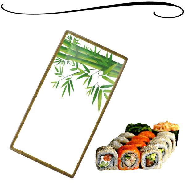 Imagem de Prato Retangular de Melamina Nippo Para Alimentos Como Sushi Churrasco Saladas Multiuso Estampa Bambu 46 cm