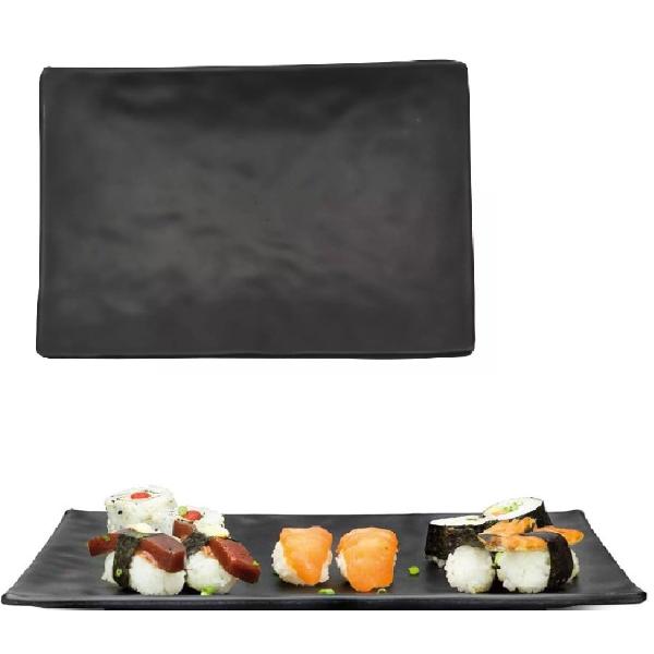 Prato Retangular Raso Oriental em Melamina Preto 20cm - Riodeouro Imagem de Prato Retangular Raso Oriental em Melamina Preto 20cm
