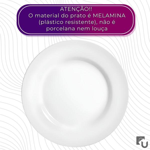 Imagem de Prato Sobremesa Branco Melamina Plástico Resistente 18cm Leve Bestfer