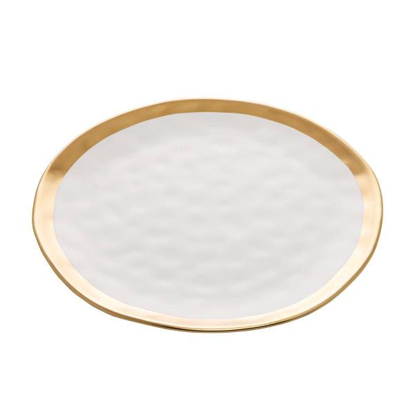 Imagem de Prato Sobremesa Dubai Branco/Dourado 21X2Cm - Wolff