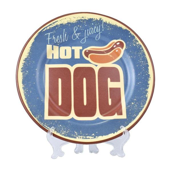 Imagem de Prato Sobremesa Hot Dog Azul Plus Cerâmica Alleanza 20cm 1ªL