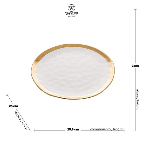 Imagem de Prato Sobremesa Porcelana Branco E Dourado Dubai 21Cm Wolff