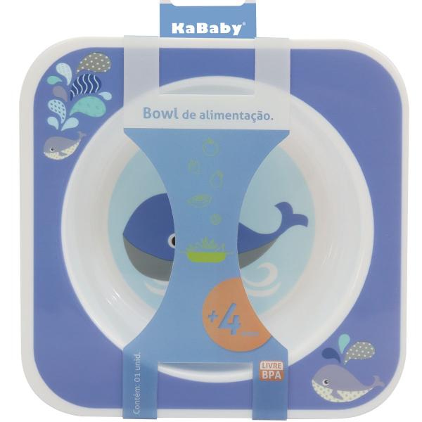 Imagem de Prato Tigela de Bebê Alimentação Quadrada Resistente Comida Fria e Quente Bowl Kababy Azul