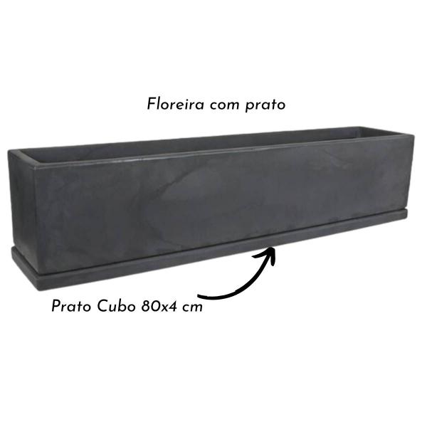 Imagem de Prato Vaso Floreira Cubo (80x4) Antique Preto VASART