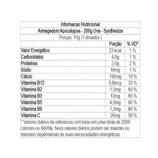 Pré Treino Armagedom Apocalypse 200g Pote - Synthesize - SYNTHESIZE 18% Imagem de Pré Treino Armagedom Apocalypse 200g Pote - Synthesize