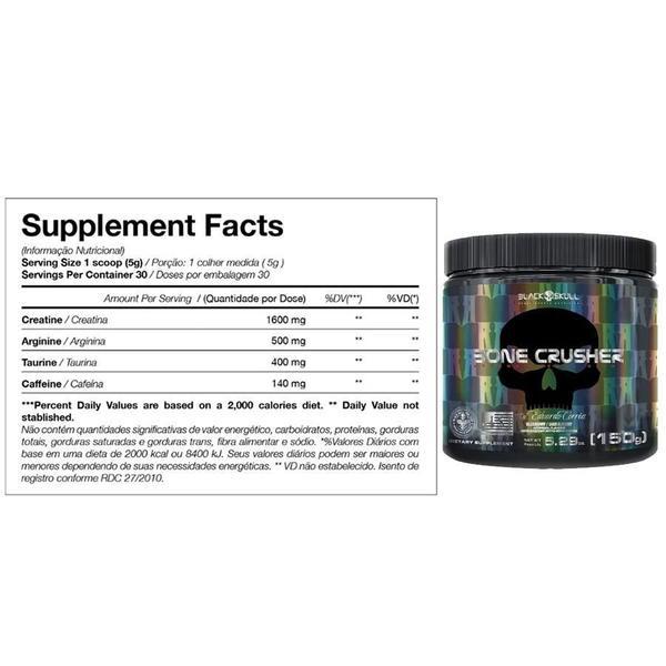 Pré Treino Bone Crusher 150G Black Skull Limonada De Amora Imagem de Pré Treino Bone Crusher 150G Black Skull Limonada De Amora