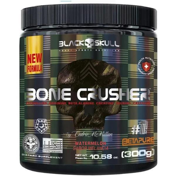 Pre Treino Bone Crusher Melancia 300G - Black Skull Imagem de Pre Treino Bone Crusher Melancia 300G - Black Skull