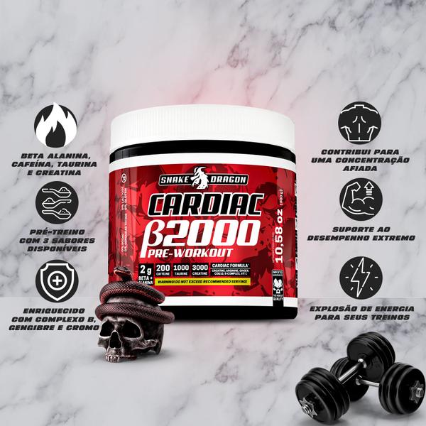 Pre Treino Cardiac com 2g de Beta Alanina, 200mg de Cafeína, 1g de Taurina e 3g de Creatina pote 300g Fórmula Importada - Snake Dragon Imagem de Pre Treino Cardiac com 2g de Beta Alanina, 200mg de Cafeína, 1g de Taurina e 3g de Creatina pote 300g Fórmula Importada