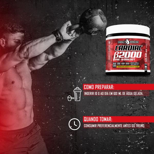 Pre Treino Cardiac com 2g de Beta Alanina, 200mg de Cafeína, 1g de Taurina e 3g de Creatina pote 300g Fórmula Importada - Snake Dragon Imagem de Pre Treino Cardiac com 2g de Beta Alanina, 200mg de Cafeína, 1g de Taurina e 3g de Creatina pote 300g Fórmula Importada