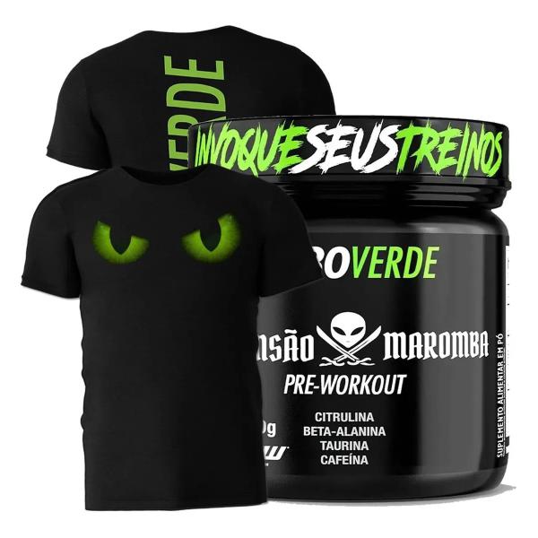 Imagem de Pre treino diabo verde mansao maromba 250g + camiseta diabo verde m - ftw (black ice)