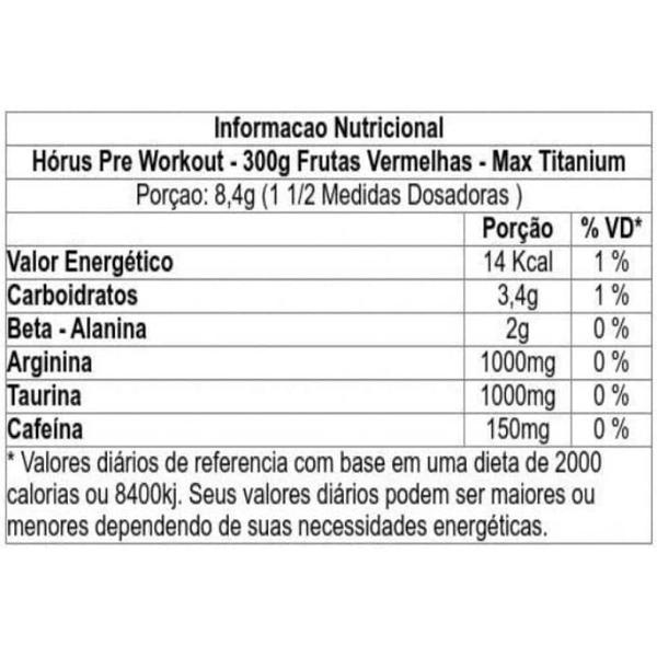 Imagem de Pre Treino Horus 300g Frutas Vermelhas - Max Titanium