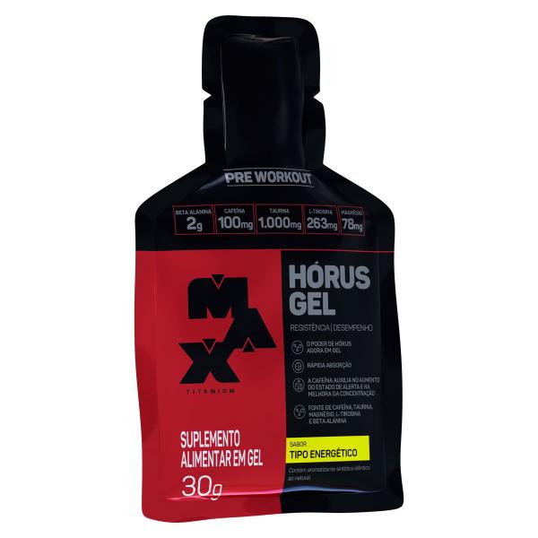 Pré treino horus gel 10 saches de 30g energetico max titanium Imagem de Pré treino horus gel 10 saches de 30g energetico max titanium