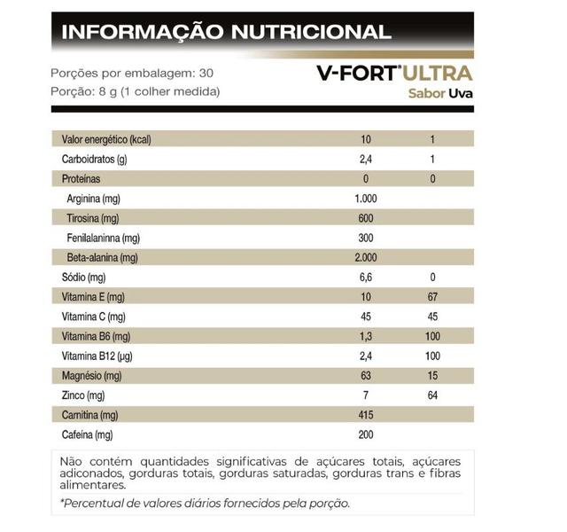 Pré Treino Intenso V-Fort Ultra Sabor Uva Pote 240g Vitafor Imagem de Pré Treino Intenso V-Fort Ultra Sabor Uva Pote 240g Vitafor