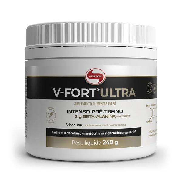Pré Treino Intenso V-Fort Ultra Sabor Uva Pote 240g Vitafor Imagem de Pré Treino Intenso V-Fort Ultra Sabor Uva Pote 240g Vitafor