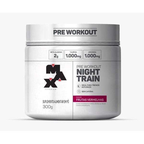 Imagem de Pre Treino Noturno Night Train Sem Cafeína Sabor Frutas Vermelhas Pote 300g Max Titanium