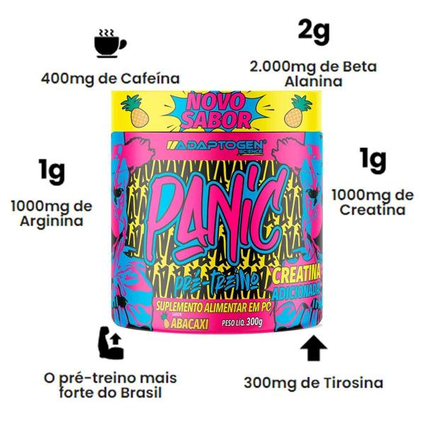 Pré Treino Panic Adaptogen Super Concentrado 300G Abacaxi Imagem de Pré Treino Panic Adaptogen Super Concentrado 300G Abacaxi