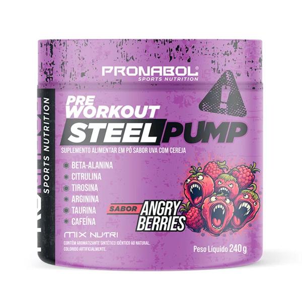 Imagem de Pré Treino Sabor Angry Berries Steel Pump 240g Mixnutri