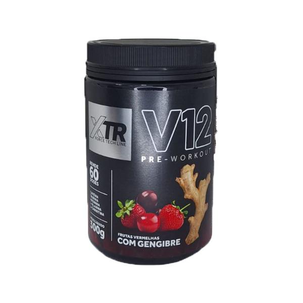 Pré Treino V12 Sabor Frutas Vermelhas Com Gengibre 300g XTR Imagem de Pré Treino V12 Sabor Frutas Vermelhas Com Gengibre 300g XTR