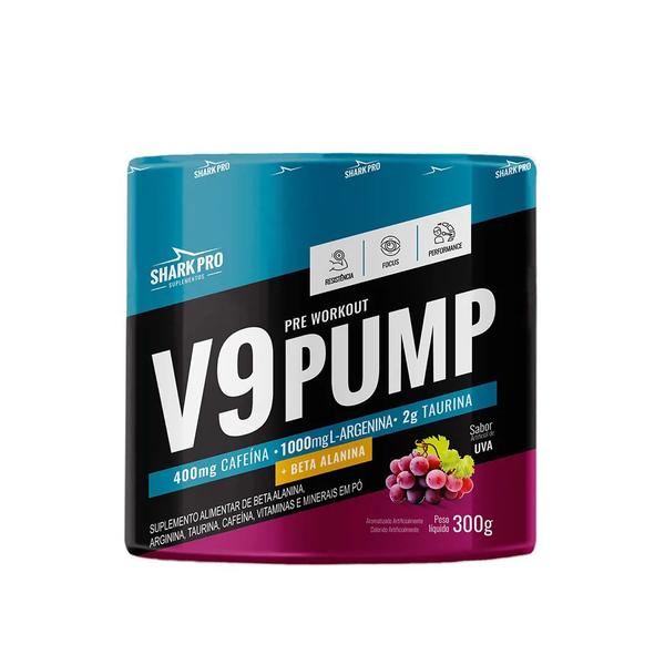 Imagem de Pré Treino V9 Pump 300g Sabor Uva Shark Pro