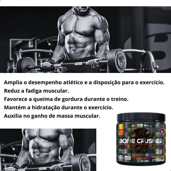 Imagem de Pre Workout Bone Crusher Pure Nova Fórmula 300g Black Skull