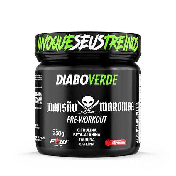 pré workout diabo verde 250g frutas vermelhas mansão maromba - Fitoway Imagem de pré workout diabo verde 250g frutas vermelhas mansão maromba