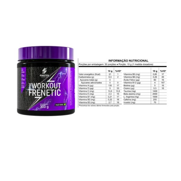 Pre Workout Frenetic Pote 300g - Forster Nutrition Imagem de Pre Workout Frenetic Pote 300g - Forster Nutrition