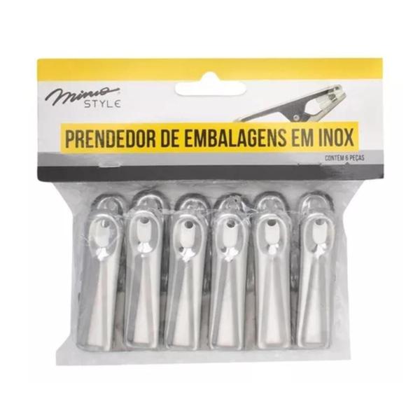 Imagem de Pregador De Roupas Prendedor Aço Inox Resistente C/ 6