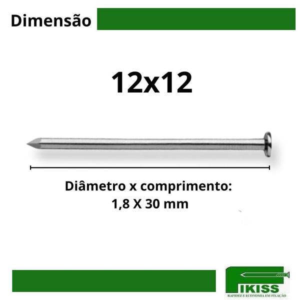 Imagem de Prego 12x12 Aço Com Cabeça 100 Unidades Fikiss