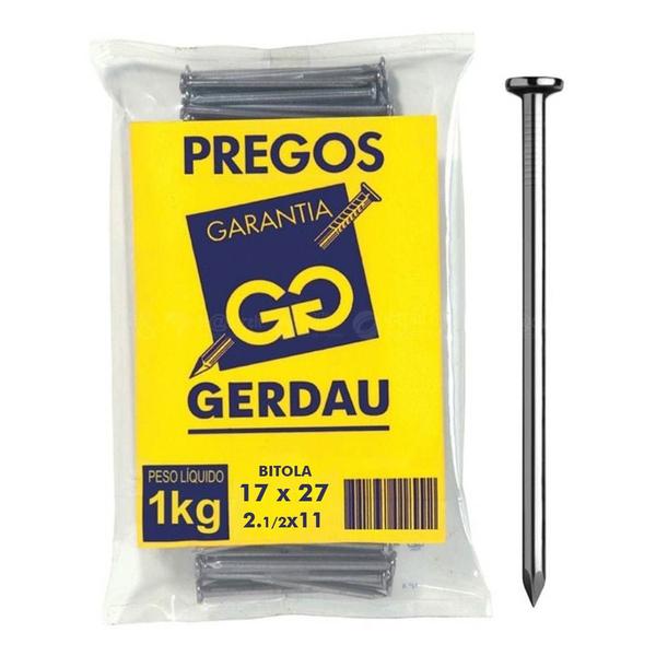 Imagem de Prego 17x27 1.1/2x11 Com Cabeça 1kg - Gerdau