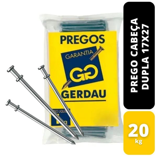 Imagem de Prego Cabeça Dupla 17x27 2.1/2x11 20kg Gerdau