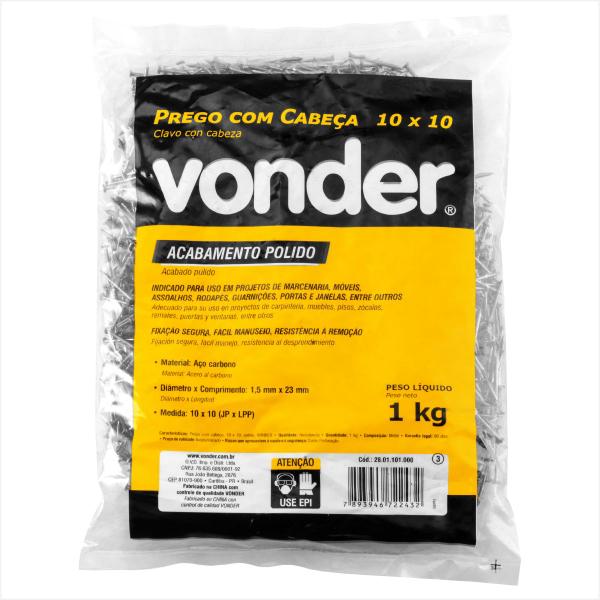 Imagem de Prego com cabeça 10 x 10 (7/8" x 17) polido 1kg - Vonder