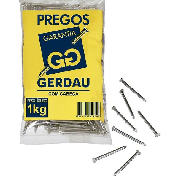 Imagem de Prego Gerdau com Cabeça 19x42 1kg - Embalagem com 20 Unidades