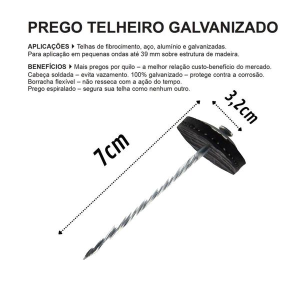 Imagem de Prego Telheiro Galvanizado 18x30 Ardox Fibrocimento 1kg