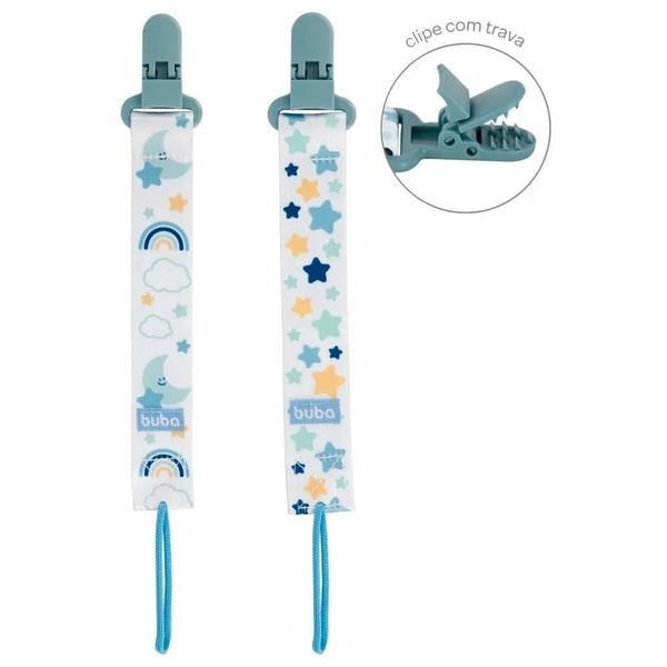 Prendedor De Chupeta 2Und Estrelas Azul Buba Imagem de Prendedor De Chupeta 2Und Estrelas Azul Buba