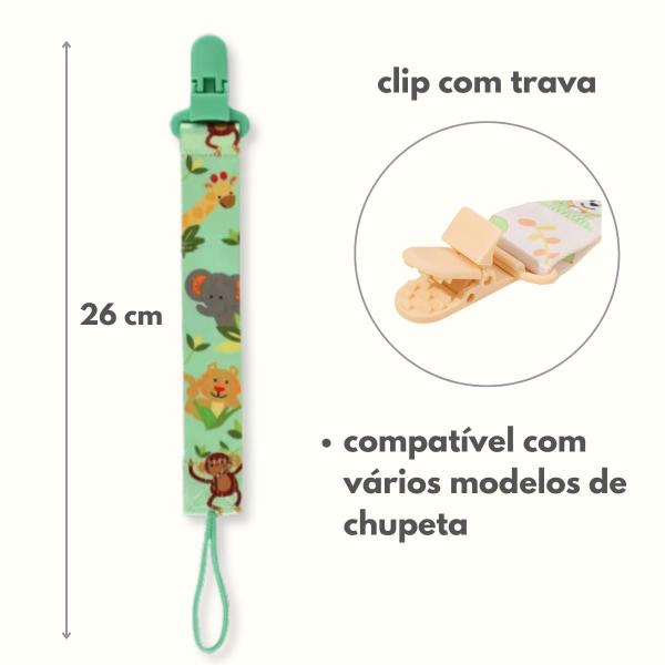 Imagem de Prendedor de Chupeta Bebê Menina Amiguinhos Kit com 2