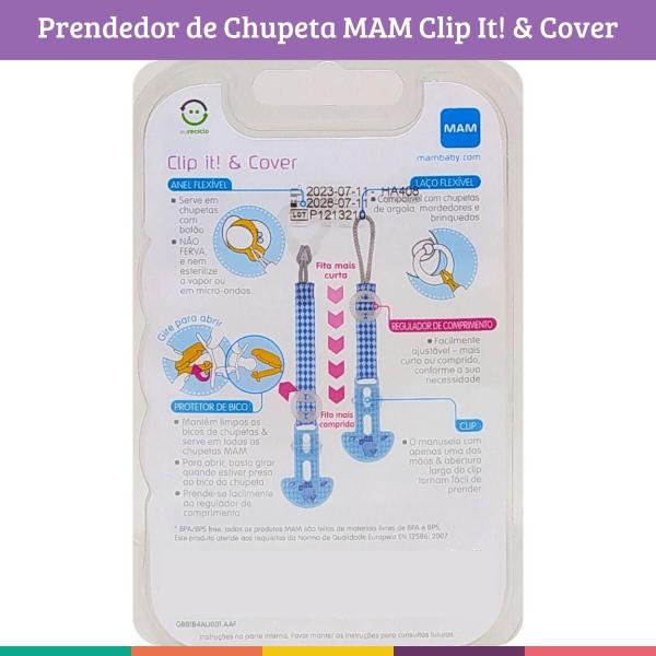 Imagem de Prendedor de Chupeta Clip It Cover Protetor de Bico MAM Azul