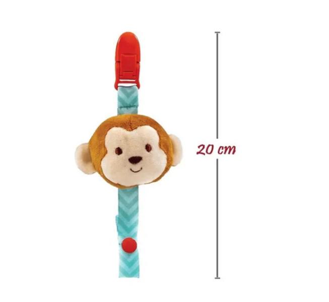 Prendedor De Chupeta Com Bichinho De Pelucia Macaco - Buba Imagem de Prendedor De Chupeta Com Bichinho De Pelucia Macaco - Buba