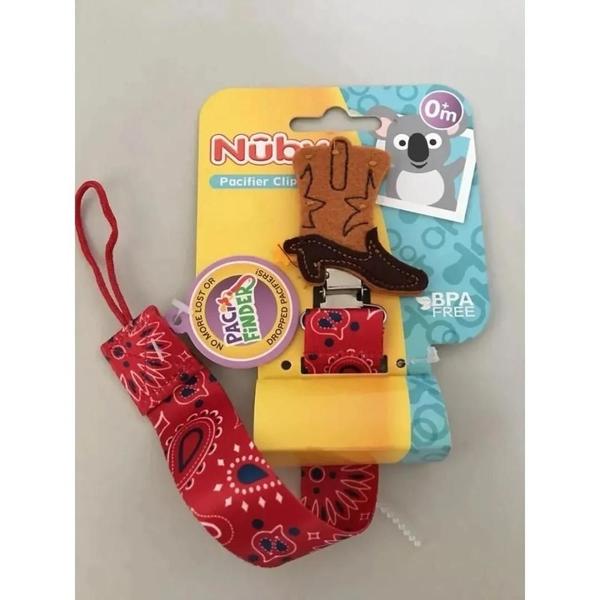 Imagem de Prendedor De Chupeta Nuby Pacifier Clip Vermelho Western Boot